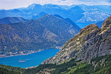 Top view of the Bay of Kotor panorama, Montenegro.