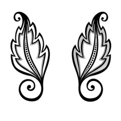 Original Decorative Leaf with Ornament (Vector), Patterned desig