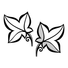 Original Decorative Leaf with Ornament (Vector), Patterned desig