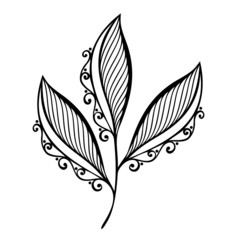 Original Decorative Leaf with Ornament (Vector), Patterned desig
