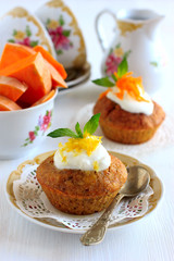 Pumpkin muffins with lemon sauce