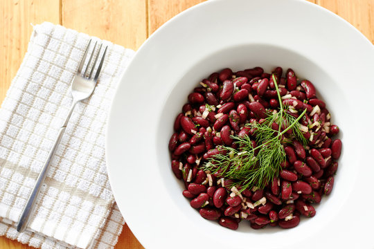 Kidney beens dish on white plate