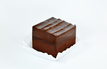 chocolate cake in white background