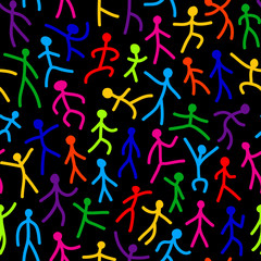 Abstract hand drawn people seamless pattern.