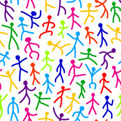 Abstract hand drawn people seamless pattern.