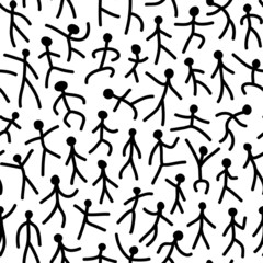 Abstract hand drawn people seamless pattern.