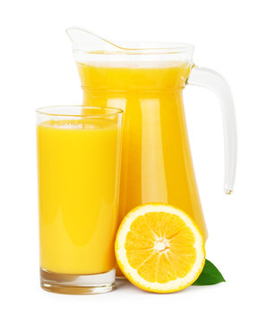 Fresh orange juice in pitcher
