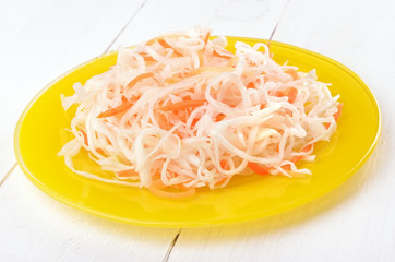 Sauerkraut on glass plate