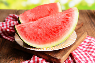 Juicy watermelon on table close-up