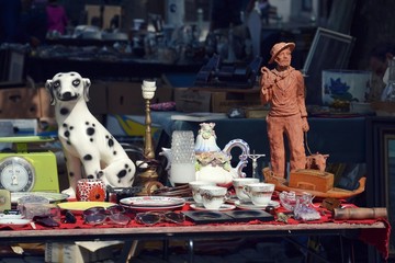 Flea market on Place du Jeu de Balle in Brussels, Belgium © josefkubes