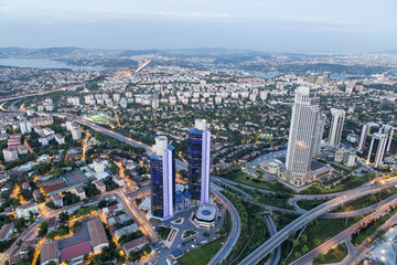 Fototapeta na wymiar Financial district of Istanbul city sight from skyscraper