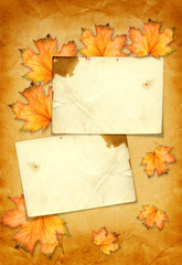 Grunge paper design in scrapbooking style with photoframe and au
