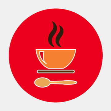 orange soup bowl red circle background