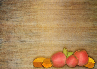 Autumn apple and leaves