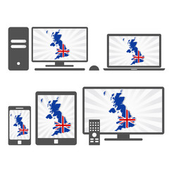 Electronic devices with the map of United Kingdom