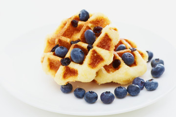 Waffle with blueberry e