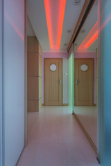 Modern corridor with neon lighting