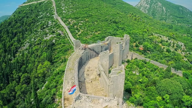 Mali Ston on Peljesac peninsula, aerial