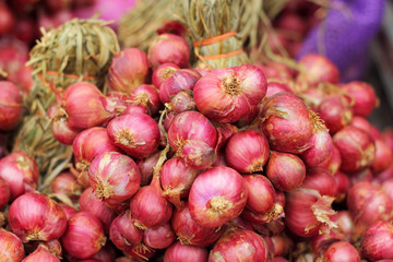 Shallot - asia red onion in the market