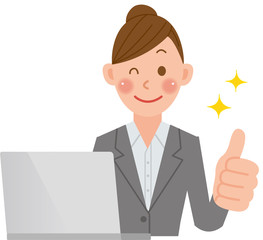 ビジネスウーマン　PC　グッド