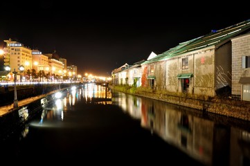 冬の小樽運河　北海道の景色