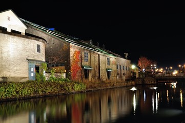 冬の小樽運河　北海道の景色