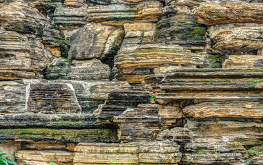 The rocks for exterior decoration in a natural garden