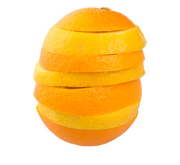 Naklejka na ściany i meble Orange and lemon fruit layer slices over white background 