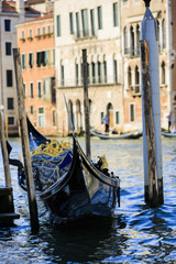Fototapeta na wymiar Venice, Italy - Gondola and historic tenements