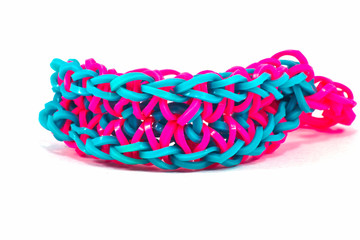 Colorful Rainbow loom bracelet rubber bands fashion close up