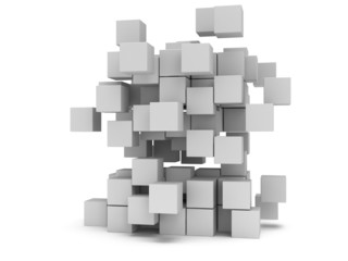 3D Cubes block. Assembling concept.