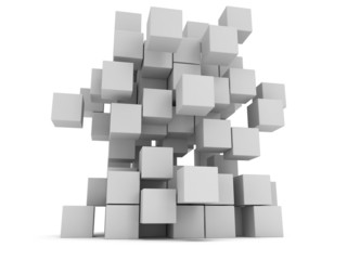 3D Cubes block. Assembling concept.