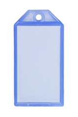 colorful plastic tag label isolated on white background