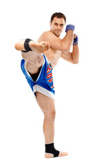 Kickbox fighter executing a kick