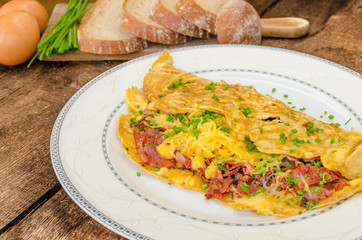 Omelet with bacon and cheese