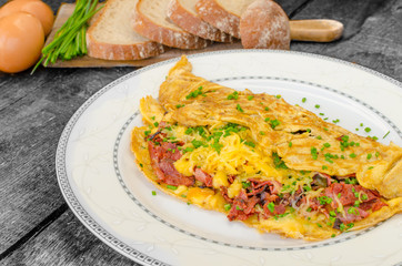 Omelet with bacon and cheese