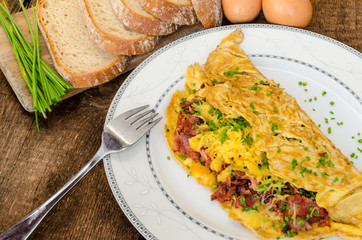 Omelet with bacon and cheese