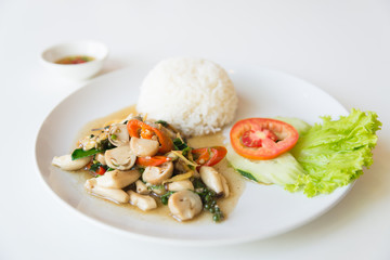 Rice and stir fried mushroom