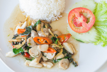 Rice and stir fried mushroom