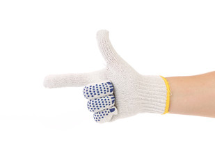 Thin work glove with blue pimple.