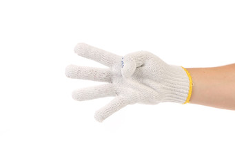 Thin work gloves shows four fingers.
