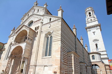 .Italy, Veneto, Verona, Santa Maria Matricolare Cathedral facade