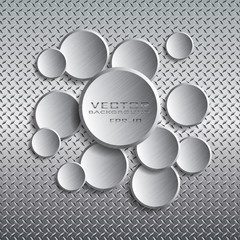 Circle with drop shadow on metal background.