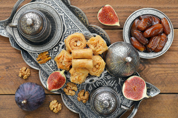 Oriental sweets with coffee