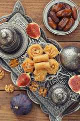 Oriental sweets with coffee