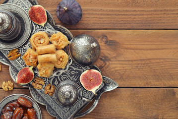 Oriental sweets with coffee