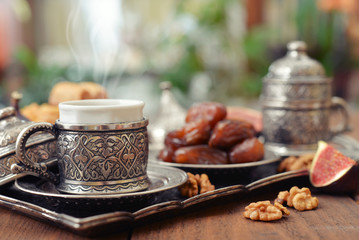Oriental sweets with coffee