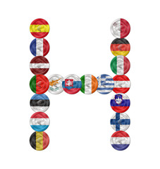 letter h euro coin with flags