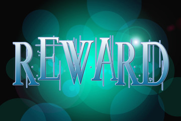 Reward word on vintage bokeh background, concept sign