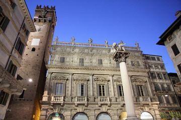 Fototapeta na wymiar Italy, Verona, palazzo Maffei and Gardello tower